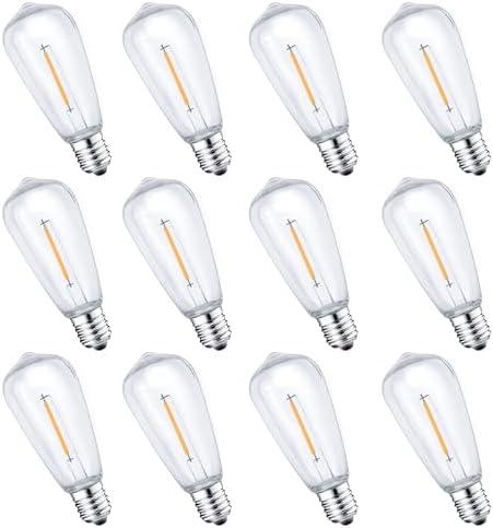 CXLHO 12Pack E17 LED Bulbs ST40 Replacement Light Bulbs, 0.6Watt Per Bulb, Waterproof Shatterproof Dimmable LED Replacement Bulbs for Indoor Outdoor Patio Wedding ST40 String Lights, Warm White, 2700K