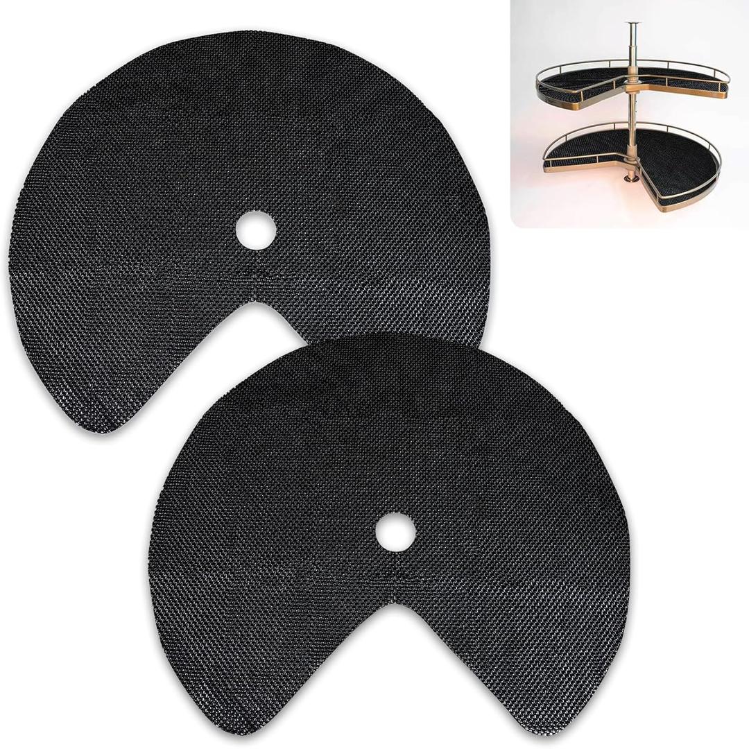 2 Count Shelving Liners for Lazy Susans Round Mesh Liner for Cabinet Circular, Non Slip 30-inch Black