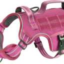 Small Dog Harness, Heavy Duty Tactical No Pull Dog Harness, No Choke, Easy On and Off Pet Vest with Molle System, Adjustable Reflective Dog Vest with Breathable Padded for Walking Hiking Training
