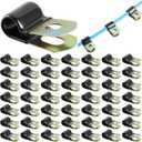 Tandefio 50 Pack Vinyl Coated Cable Clamps Galvanized Steel Cable Metal Wire Rubber Cushioned Insulated Hose Pipe Clamp for Tube Lines Wire Cord Installation(1/4 Inch, 6mm)