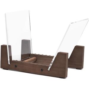 KAIU Vinyl Record Storage Holder - Stacks up to 30 Albums, 7 or 12 inch - Solid Wood Stand with Clear Acrylic Ends - Display Your Singles and LPs in This Modern Portable Rack Unit (Mini-Walnut)