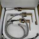 KOKOSIRI Bathroom Sink Faucet 3 Hole, 8-Inch Widespread Bathroom Vanity Faucets Copper Champagne Bronze with 2 Supply Hoses Stainless Steel, A1002CPG