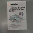 Mueller 16-Piece Non-Stick Stone Cookware Set with Steamer and Glass Lids, Turquoise