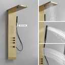 BWE 3 IN 1 Shower Panel Stainless Steel Shower Panel Tower System Rainfall Shower Head with Handheld Shower and Rain Massage Body Jets Wall Mount Shower System,Brushed Gold