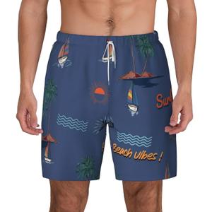 Men's Athletic Gym Workout Beach Shorts Lightweight Breathable Sports Running Short Pants with Pockets (L)
