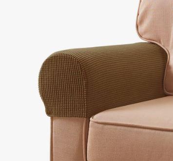 Sewroro Sofa Armrest Covers Stretch Chair Arm Protectors Washable Universal Armchair Slipcover Arm Cover for Home Office (Light Coffee) 2pcs