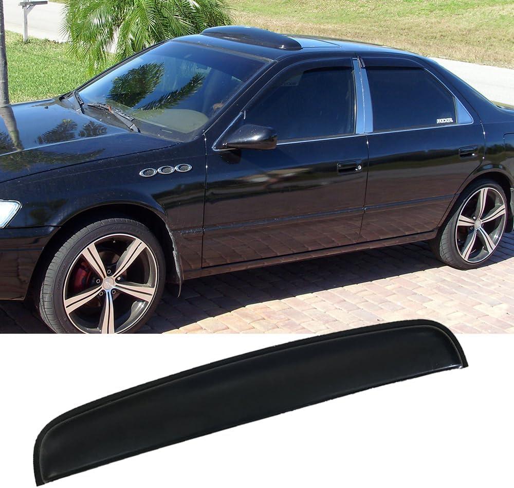 RN88 Universal Rain Snow Guard Sun Roof Wind Deflector,1pcs Tape-On Dark Smoke Auto Moonroof Window Visor Fit The Sunroof/Moonroof Which is Not Wider Than 32.8".