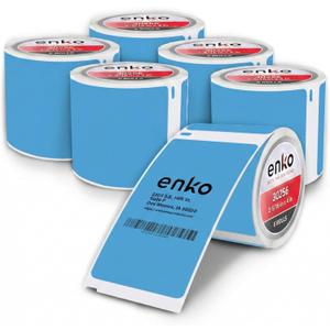 enKo [6 Rolls, 1800 Direct Thermal Labels] Blue/Cyan Colored Compatible for Dymo 30256 Label (2-5/16 x 4") Use with Dymo, Rollo Thermal Printer as Shipping & Mailing Labels
