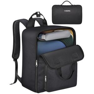 YOREPEK Backless Booster Car Seat Travel Bag Backpack for Airplane, Foldable Booster Car Seat Cover with Lauggage Strap, Compact Stroller Bag for Airplane Fits for Gb Pockit(All Black)