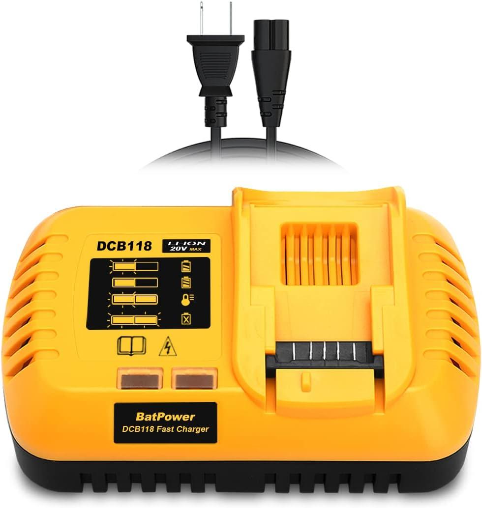 8A DCB118 Rapid Charger, Fast Charger for Dewalt, Compatible with 20V/60V Max Batteries, LED Indicator, Cooling System