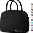 Lunch Bag Lunch Box for Women Men Reusable Insulated Lunch Bags for Adults, Water-Resistant Cute Cooler Lunch Tote Bag, Large Capacity for Work Travel Picnic, Black