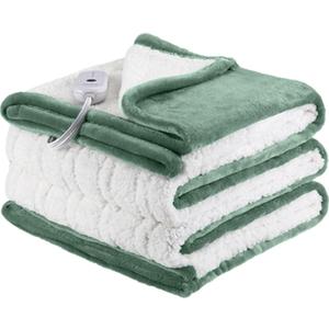 ESTINGO Heated Blanket Twin Size, 62"x84" Twin Size Electric Blanket with 5 Heating Levels & 10 Hours Auto Off, Fast Heating Blanket with ETL & FCC Certification for Bedroom Office Couch, Hunter Green