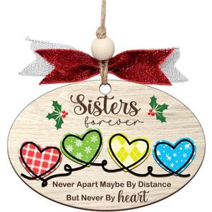2 x Sister Ornaments 2025 Christmas  Wooden Christmas Ornament for Big Sister or Sister in Law  Sentimental Gift with I Love You Forever Quote  Cute Holiday Keepsake for Women, Girls (B62)