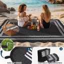 Garvee Waterproof Outdoor Rug 9x12, Scalloped Geometric Foldable Plastic Straw Patio Camping Rug, Outdoor RV Carpet for Deck Camper Porch Balcony Backyard Picnic Beach Black and White