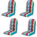 Adirondack Chair Cushion Set of 4, Rocking Chair Cushions, High Back Patio Cushions, Thickened Weather Resistant Patio Cushion with 6 Ties, Non Slip Fade & Waterproof (Striped Red)
