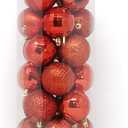 Allgala Christmas Balls 24 PK 2.33 Inch (6CM) Pre-Strung Shatter Proof Christmas Ornament Balls for Xmas Tree-4 Style-Red