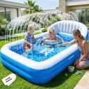 2026 Inflatable Pool with Sprinkler,Durable Blow up Pool with Big Backrest, Rectangle Kid Pool Backyard,Children Swimming Pool,Small Inflatable Kiddie Pool,Outdoor Water Pool for Kid714125IN