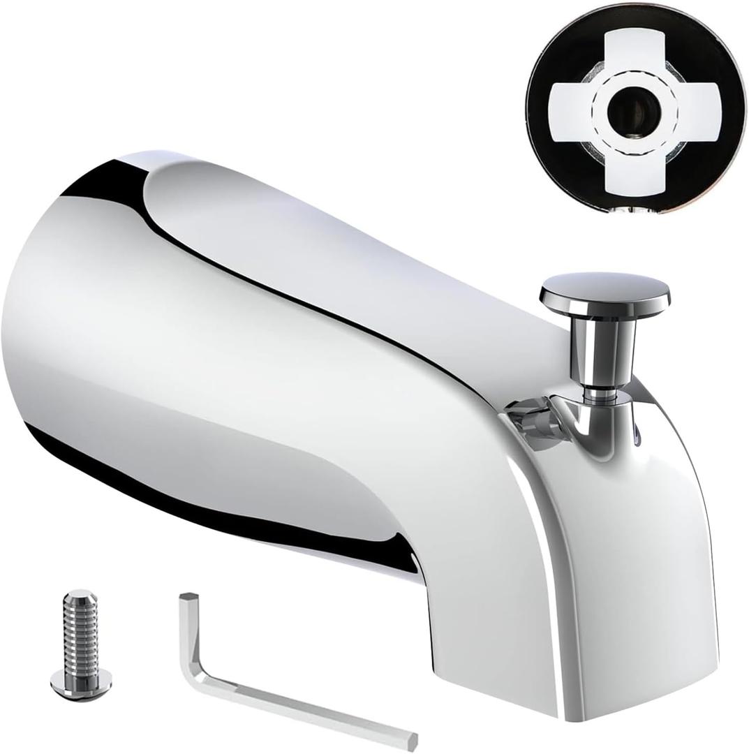 Slip on Tub Spout Kit, Compatible with American Standard 8888026.002 Tub Spout Bathroom Bathtub Faucet, Fits 1/2" Copper Water Tube(5/8" Diameter), 5/32'' Hex Wrench Included (Chrome,1 Pack)