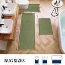 YIHOUSE Green Bathroom Rugs Sets 3 Piece, Quick Dry Thin Bath Mat with Toilet Rug, Non Slip Absorbent Machine Washable, Bath Runner Rugs for Bathtub Sink Home Decor