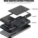 for Samsung Galaxy S25 Plus/S25+ Wallet Case with Card Holder, 2X Screen Protector Dual Layer Heavy Duty Protective Hidden Card Slot Slim Case for Galaxy S25 Plus 6.7" 2025 (Black)