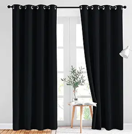 NICETOWN Black Out Curtains for Bedroom 84 inches Long  Light Reducing Thermal Insulated Solid Grommet Curtains/Panels/Drapes for Living Room (Set of 2, W52 x L84)