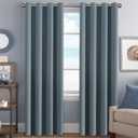 H.VERSAILTEX Stone Blue Blackout Curtains for Bedroom/Living Room 84 Inch Length 2 Panels Set - Thermal Insulated Room Darkening Grommet Top Blue Curtains(52 by 84 - Inch,Stone Blue)