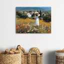 Countryside Girl Wall Art Girls Bedroom Wall Decor Abstract Colorful Wildflower Vintage French Country Landscape Canvas Prints Picture Nature Daisy Poppy Flower Poster Home Artwork Decoration 12x16"