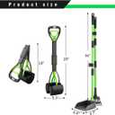 MXF Dog Pooer Scooper Set, 2 in 1 Pet Poop Scooper with Long Handle 28" Dog Poop Picker Upper and Stainless Metal Tray & Rake for Medium & Small Dogs, Heavy Duty for Grass, Dirt, Gravel