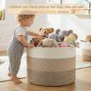 Artfeel 40L Large Cotton Rope Basket, Decorative Woven Blanket Storage for Living Room, Boho Toy Storage & Toy Box for Kids, Versatile Laundry Basket & Nursery Hamper for Blankets(Brown/Yellow)