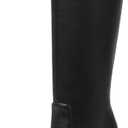 Knee High Boots for Women, Chunky Heel Faux Leather Boots Women's Comfortable Square Toe Shoes Long Tall Boots Dress/Casual Boot with Side Zipper (9.5, Black_pu)