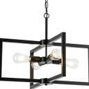 Black Farmhouse Chandelier 3-Light, 23.6" Geometric Dining Room Light Fixture,Modern Industrial Hanging Pendant Lights, Rustic Adjustable Lighting Fixtures for Entryway Foyer Kitchen,Bedroom