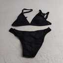 ZAFUL Womens Bikini Sets Two Piece Back Tie String Sexy V Neck Triangle Thong Cheeky Bathing Suit Swimsuit Swimwear L Black