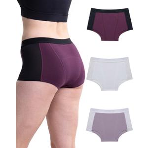 Neione Women Period Underwear Heavy Flow Cotton High-Waisted Sleep Boyshort Menstrual Panties Holds 5 Tampons (Small, Liberal)