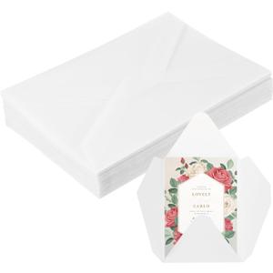 MECCANIXITY 220 Pack Vellum Jackets, 5x7 Inch Vellum Paper Rhomb Vellum Envelopes Transparent 53GSM for Wedding Invitation Accessories Bridal Showers Birthdays Wraps