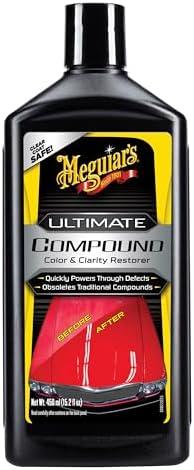 Meguiar's Ultimate Compound - Pro-Grade Car Scratch Remover, Paint Correction Compound That Removes Defects While Adding Gloss and Shine, Single Stage and Clear Coat Scratch Remove, 15.2 Oz