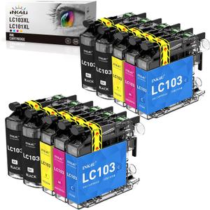 INK4U Compatible LC103 Ink Cartridges Replacement for Brother LC103XL LC101XL with MFC-J870DW MFC-J6920DW MFC-J6520DW MFC-J450DW MFC-J470DW Printer (4 Black,2 Cyan,2 Magenta,2 Yellow) 10 Combo Pack