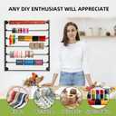 7 Tier Wall Mount Ribbon Organizer, Metal Rack for Craft Room | Wall mounted ribbon holder ideal for flower shops, stores, wrapping paper, scarf, tie, belt, towel storage - Black