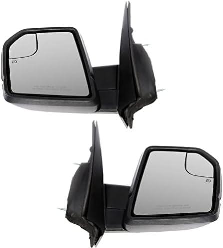 Power Heated With Turn Signal Left+Right Left Driver Right Passenger L&R Side Towing Mirrors For 2015 2016 2017 2018 2019 2020 15-20 For Ford For F150 Pickup Truck with Black Housing Manual Folding