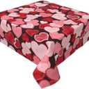 Valentines Day Tablecloth Square 5454 Inch Pink Red Hearts Table Cloth Water Resistant Fabric Table Covers for Kitchen Dining Small Tablecloth for Party Home Decor