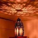 Moroccan Lanterns Decorative Indoor & Outdoor, 11 Medium Size Vintage Metal Hanging&Tabletop Candle Holder Decor, Halloween Christmas Ramadan Decorations for Home Porch Patio (Amber)