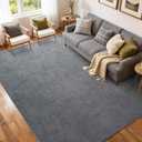 FinRec 5x7 Washable Area Rugs for Bedroom Living Room, Low Pile Thin Rug Solid Color, Non-Slip Carpet Indoor for Home Decor (Pure Dark Grey)