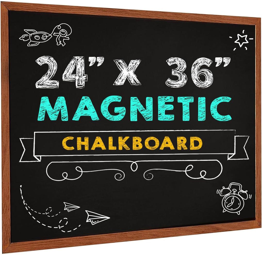 24x36 Magnetic Chalkboard  Large Rustic Wall Blackboard with Wood Frame  Hanging Framed Chalk Board for Home Kitchen Office Wedding Menu Sign  Includes Magnets  Non-Porous Surface 24x36 Magnetic Chalkboard  Large Rustic Wall Blackboard with Wood Frame  Hanging Framed Chalk Board for Home Kitchen Office Wedding Menu Sign  Includes Magnets  Non-Porous Surface