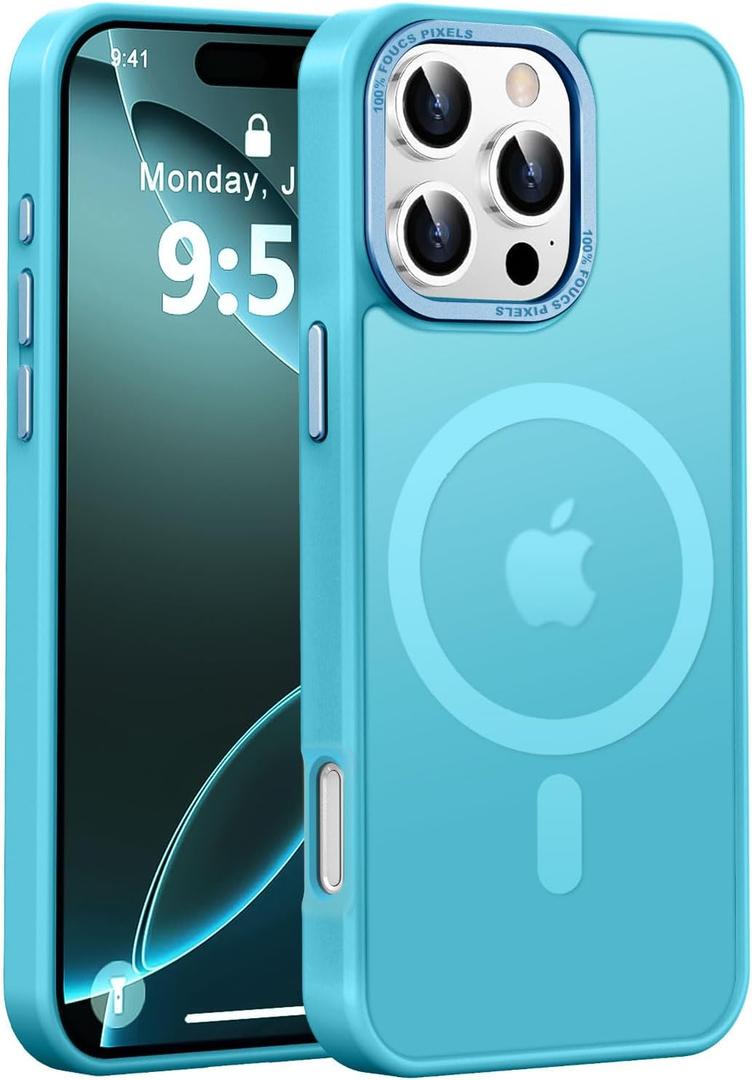 Newfuture Designed for iPhone 16 Pro Max Case with Magnetic [13 FT Military Drop Protection] [Compatible with Magsafe] Slim Translucent Matte Shockproof with Anti-Fingerprint Phone Case, Lake Blue