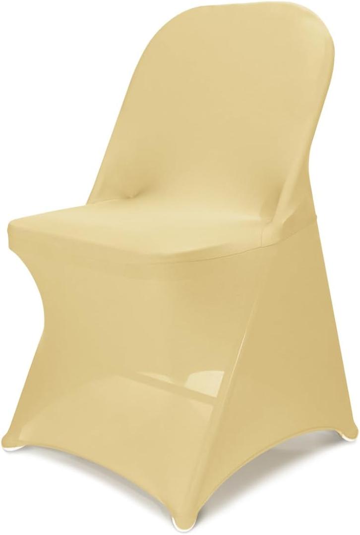 Babenest Spandex Folding Chair Covers Upgraded Universal Stretch Washable Fitted Chair Slipcovers Protector for Wedding, Holidays, Banquet, Party, Celebration (50, Champagne)