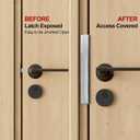 Door Latch Guard Plate 12” with 1” Offset Cover, Satin Nickel, Outward Opening Door Security Guard, Protector Shield for Door Knob/Deadbolt/Mortise/Double Door Lock(1 Pack)