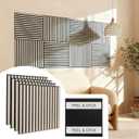 Peel & Stick Acoustic Wood Slat Wall Panels – 23” × 23” 3D Wood-Grain Soundproofing Panels, 4 Pack – Waterproof Decorative Noise-Reducing Wall Panels for Home Office & Studio (White Oak)