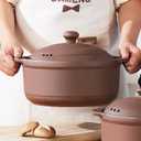 Natural Terracotta Casserole with Lids Clay Pots for Cooking, Unglazed Earthenware Rice Pots (UpgradeT4-3.6QT)