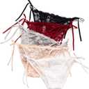 HTRUIYA 5 Pack Women's Side Tie Panties Wild Lace Bikini Adjustable G-String Underwear (Multicolour) One Size