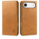 SHIELDON Wallet Case for iPhone Air 6.5" | Genuine Leather, Book Design, RFID Blocking Credit Card Slots, Magnetic Closure, Shock Absorbing Phone Cover 2025 - Retro Light Brown