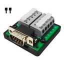 DB9 Connector Breakout Board with Spring Terminal Connectors for CAN and RS232 Serial Communication, Solderless Wiring (DB9ST-M-A)